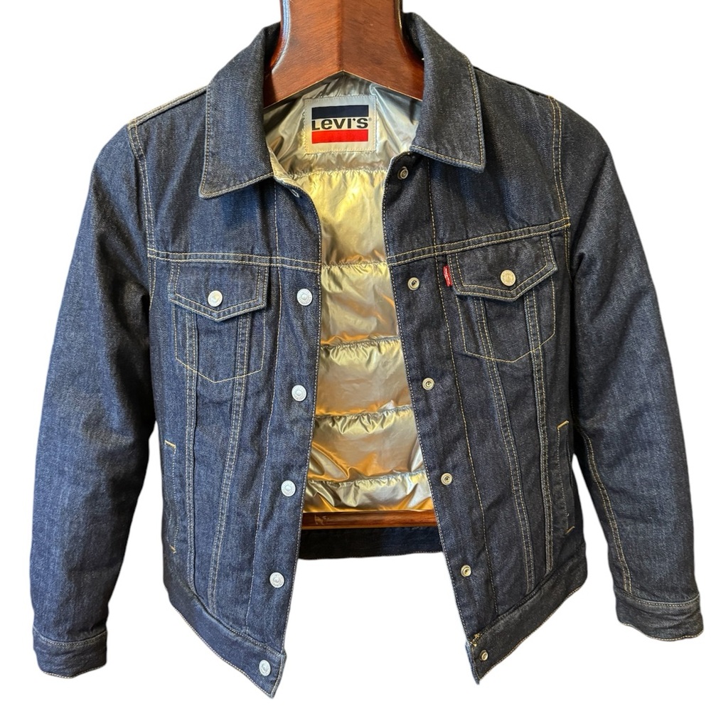 Levi's Dark Blue Denim Jacket with Silver Quilted Lining